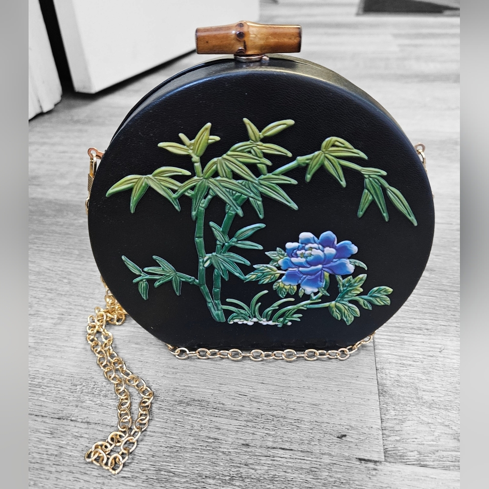 Collectif Tropical Tiki Lounge Cruiser Clutch Crossbody Vacation Purse in Black - Picture 10 of 16